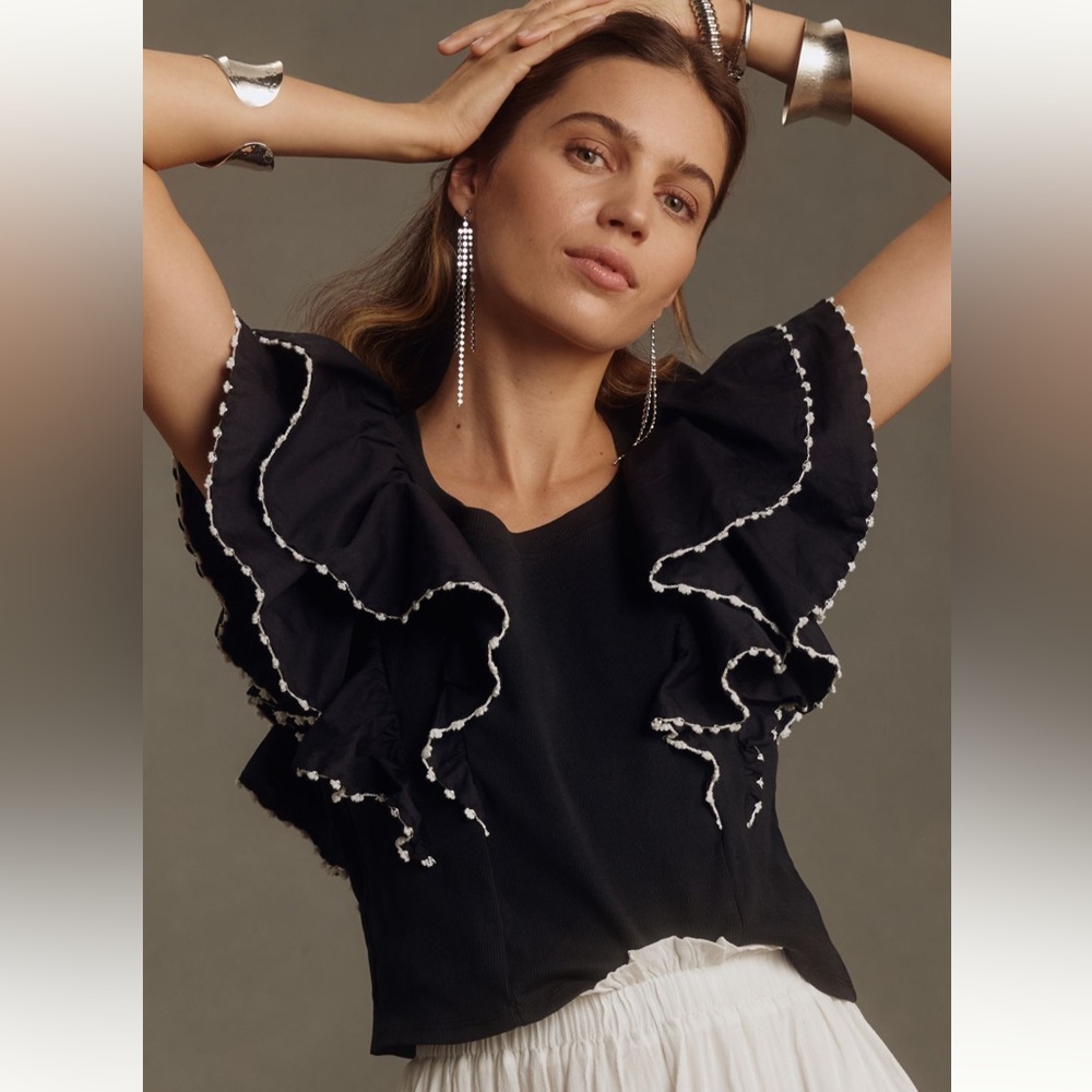 NWT Anthropologie Oversized Ruffles Top